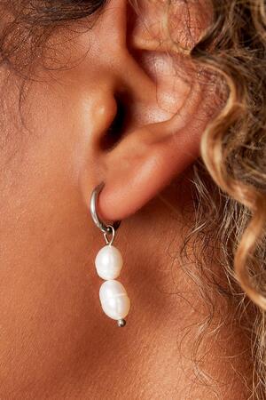 Earrings Double Pearls Gold Stainless Steel h5 Picture2